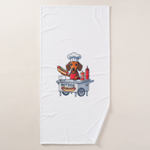 Funny Dachshund Dog Weenie Sausage Hotdog Sandwich Bath Towel