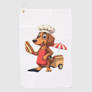 Funny Dachshund Dog Weenie Sausage Hotdog Sandwich Golf Towel