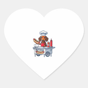 Funny Dachshund Dog Weenie Sausage Hotdog Sandwich Heart Sticker