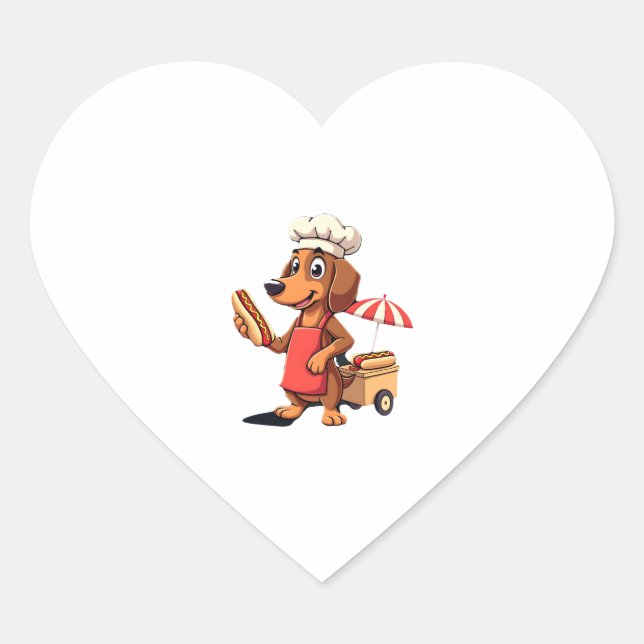 Funny Dachshund Dog Weenie Sausage Hotdog Sandwich Heart Sticker (Front)