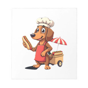 Funny Dachshund Dog Weenie Sausage Hotdog Sandwich Notepad