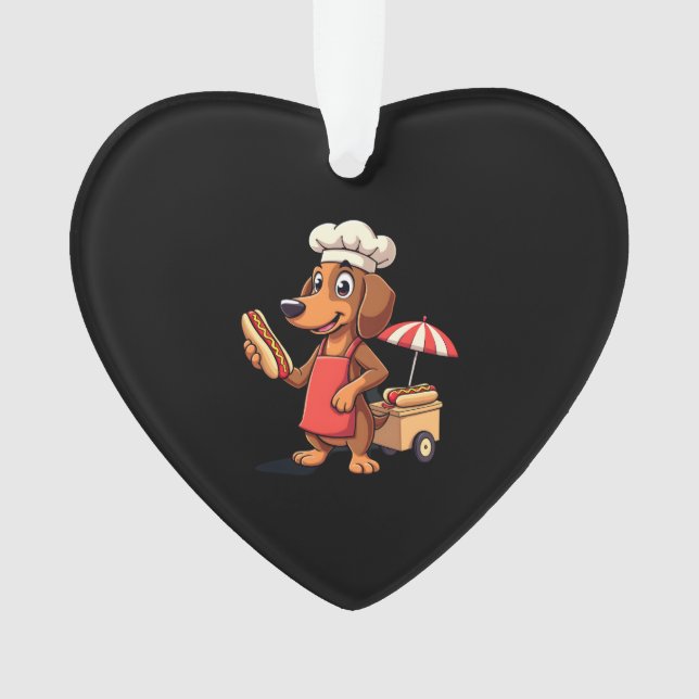 Funny Dachshund Dog Weenie Sausage Hotdog Sandwich Ornament (Front)