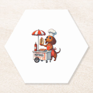 Funny Dachshund Dog Weenie Sausage Hotdog Sandwich Paper Coaster