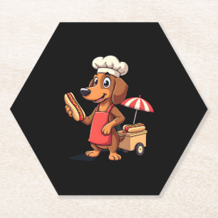 Funny Dachshund Dog Weenie Sausage Hotdog Sandwich Paper Coaster