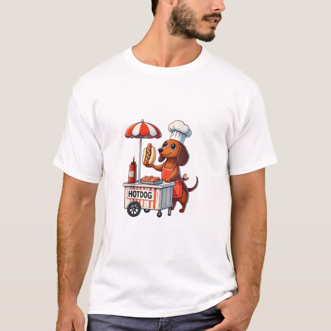 Funny Dachshund Dog Weenie Sausage Hotdog Sandwich T-Shirt (Front)