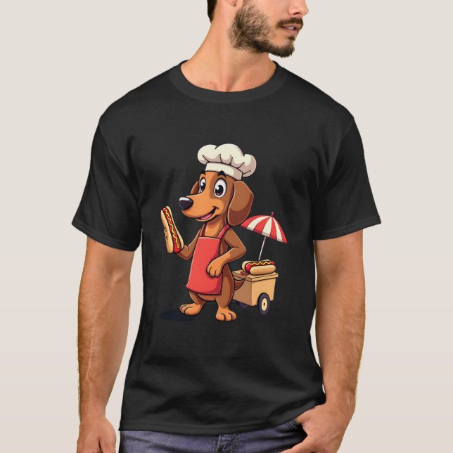 Funny Dachshund Dog Weenie Sausage Hotdog Sandwich T-Shirt (Front)
