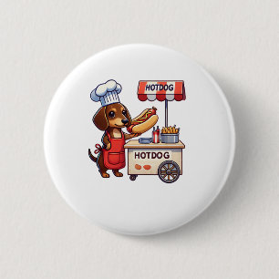 Funny Dachshund Dog Weiner Sausage Hotdog Sandwich 2 Inch Round Button