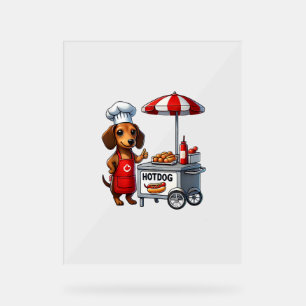 Funny Dachshund Dog Weiner Sausage Hotdog Sandwich Acrylic Sign