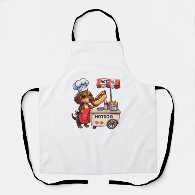 Funny Dachshund Dog Weiner Sausage Hotdog Sandwich Apron (Front)