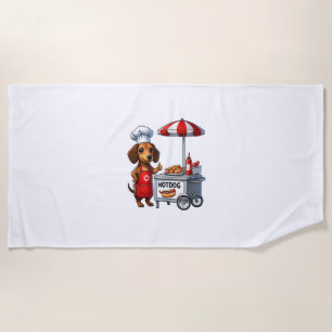 Funny Dachshund Dog Weiner Sausage Hotdog Sandwich Beach Towel