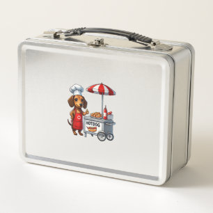 Funny Dachshund Dog Weiner Sausage Hotdog Sandwich Metal Lunch Box