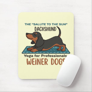 Funny dachshund doing the sun salutation (yoga) mouse pad