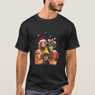 Funny Dachshund Friends Christmas On Snow Xmas Paj T-Shirt