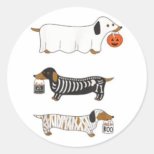 Funny Dachshund Ghost Halloween Soky Season Weenie Classic Round Sticker