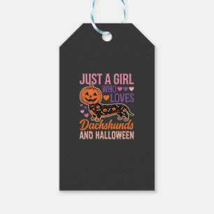 Funny Dachshund Halloween Pumpkin Dog Lover Gift Tags