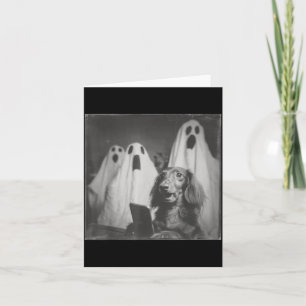 Funny Dachshund Haunted Selfie Halloween Spooky Card