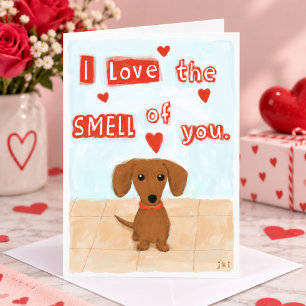 Funny Dachshund Love Valentine's Day Hearts Dog Holiday Card