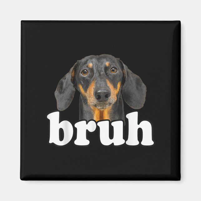 Funny Dachshund Meme Saying Bruh Funny Dog Sarcast Magnet (Front)