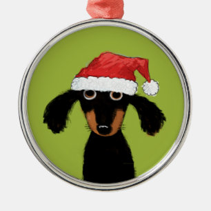 Funny Dachshund Santa Christmas Ornament