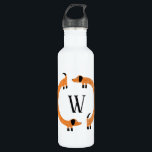 Funny Dachshund Sausage Dog Monogram 710 Ml Water Bottle<br><div class="desc">Cute and funny dachshund,  sausage dogs or wiener dogs in perpetual motion.
Customize by changing or removing the initial.</div>