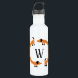 Funny Dachshund Sausage Dog Monogram 710 Ml Water Bottle<br><div class="desc">Cute and funny dachshund,  sausage dogs or wiener dogs in perpetual motion.
Customize by changing or removing the initial.</div>