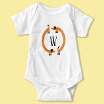 Funny Dachshund Sausage Dog Monogram Baby Bodysuit<br><div class="desc">Cute and funny dachshund,  sausage dogs or wiener dogs in perpetual motion.
Customize by changing or removing the initial.</div>