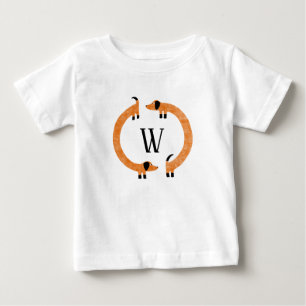 Funny Dachshund Sausage Dog Monogram Baby T-Shirt