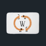 Funny Dachshund Sausage Dog Monogram Bath Mat<br><div class="desc">Cute and funny dachshund,  sausage dogs or doxies or wiener dogs in perpetual motion.
Customize by changing or removing the initial.</div>