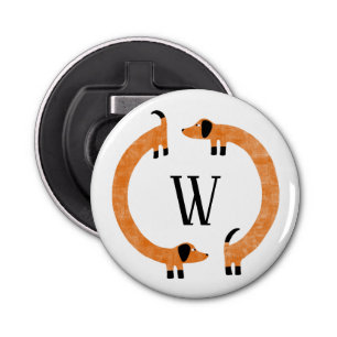 Funny Dachshund Sausage Dog Monogram Bottle Opener