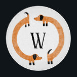 Funny Dachshund Sausage Dog Monogram Cutting Board<br><div class="desc">Cute and funny dachshund,  sausage dogs or wiener dogs in perpetual motion.
Customize by changing or removing the initial.</div>