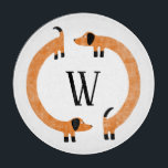 Funny Dachshund Sausage Dog Monogram Cutting Board<br><div class="desc">Cute and funny dachshund,  sausage dogs or wiener dogs in perpetual motion.
Customize by changing or removing the initial.</div>