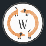 Funny Dachshund Sausage Dog Monogram Hockey Puck<br><div class="desc">Cute and funny dachshund,  sausage dogs or wiener dogs in perpetual motion.
Customize by changing or removing the initial.</div>