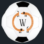 Funny Dachshund Sausage Dog Monogram Soccer Ball<br><div class="desc">Cute and funny dachshund,  sausage dogs or wiener dogs in perpetual motion.
Customize by changing or removing the initial.</div>