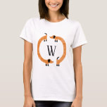 Funny Dachshund Sausage Dog Monogram T-Shirt<br><div class="desc">Cute and funny dachshund,  sausage dogs or wiener dogs in perpetual motion.
Customize by changing or removing the initial.</div>