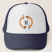 Funny Dachshund Sausage Dog Monogram Trucker Hat (Front)