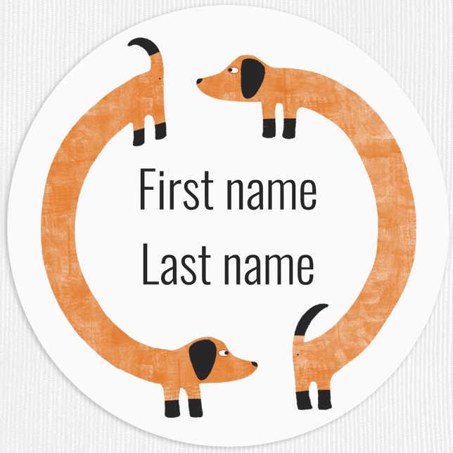 Funny Dachshund Sausage Dog Name (Dachshund Wiener Sausage Dog fun personalized clothing label)