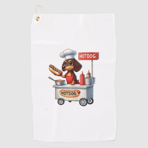 Funny Dachshund Sausage Dog Weenie Hotdog Sandwich Golf Towel