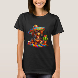 Funny Dachshund Saying Hi Cinco De Mayo Sombrero C T-Shirt