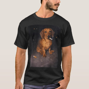 Funny dachshund smoking meme cigarette dog meme T-Shirt