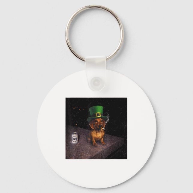Funny Dachshund Smoking Meme Gen Design Keychain (Front)