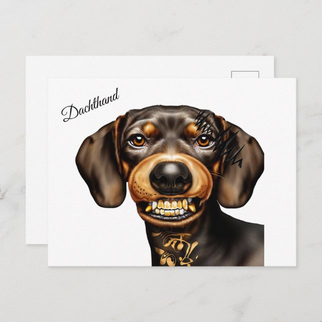 Funny Dachshund Tattoo  Postcard (Front/Back)