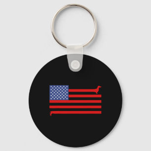 Funny Dachshund Usa Flag 4th Of July Patriotic Dox Keychain