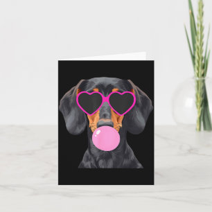 Funny Dachshund Wearing Gles And Blowing Nk Bubble Card