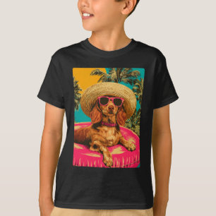 Funny Dachshund With Sungles Cute Dog Tropical T-Shirt