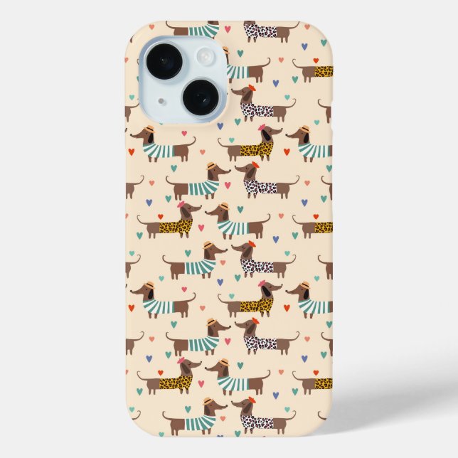 Funny Dachshunds in Hats and Sweaters Case-Mate iPhone Case (Back)
