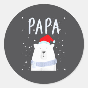 Funny Dad Bear Christmas Saint Hat Couples Family Classic Round Sticker
