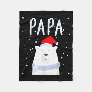 Funny Dad Bear Christmas Saint Hat Couples Family  Fleece Blanket