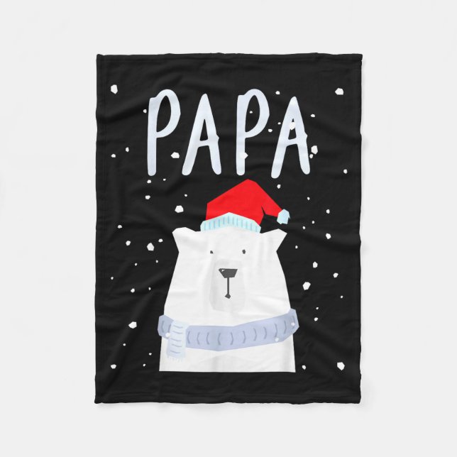 Funny Dad Bear Christmas Saint Hat Couples Family  Fleece Blanket (Front)