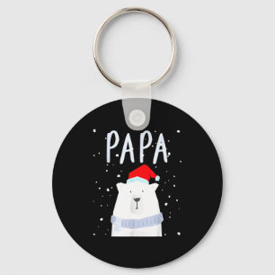 Funny Dad Bear Christmas Saint Hat Couples Family  Keychain