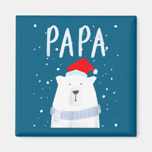 Funny Dad Bear Christmas Saint Hat Couples Family Magnet